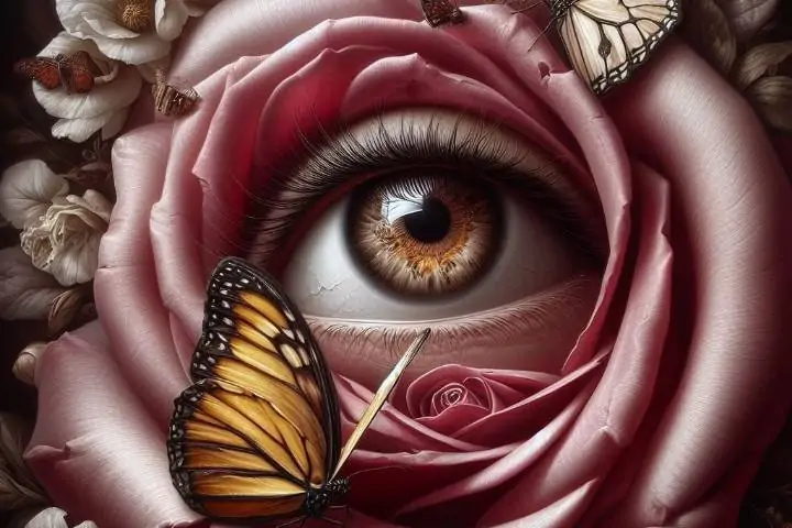 Silhouette of an eye of innocence representing emotional pain